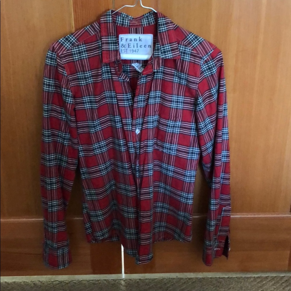Red and black plaid Frank & Eileen top